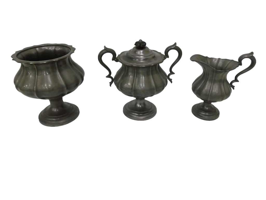 3 pc Antique Pewter Set James Dixon & Sons (1 of 5)