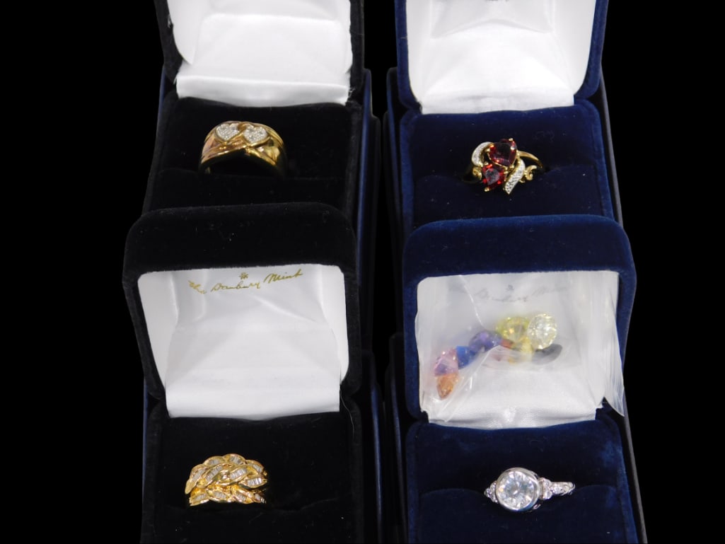 4 Danbury Mint Sterling Silver Fashion Rings All Marked Sterling .925 Asst Sizes: Lot of 4 Danbury Mint Sterling Silver Fashion Rings All Marked Sterling .925 Assorted Sizes