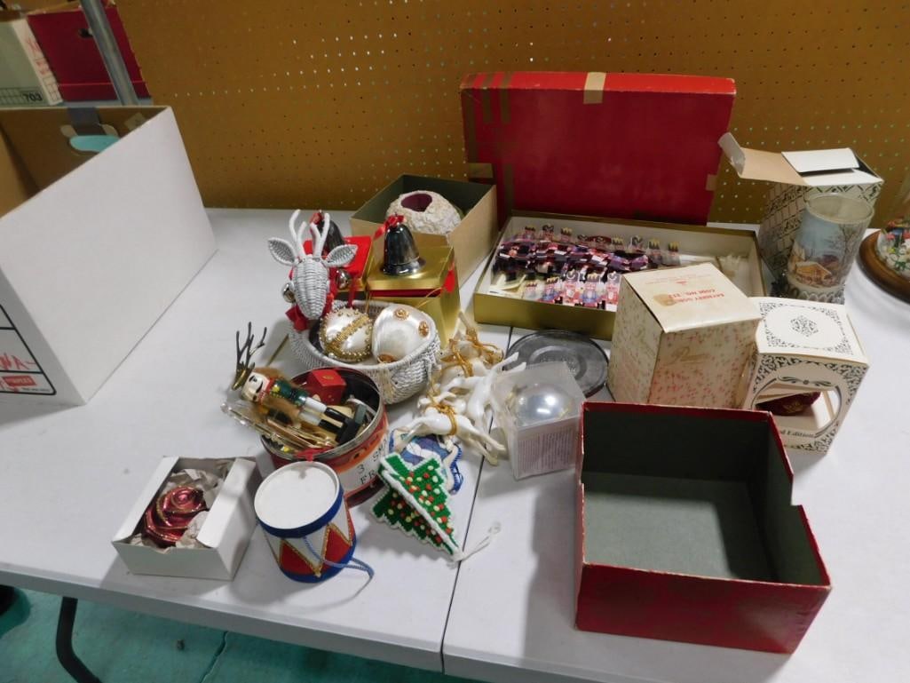 Lot of Vintage Christmas Candles, Mobile, & More: Lot of Vintage Christmas Candles, Mobile, Ornaments, & More
