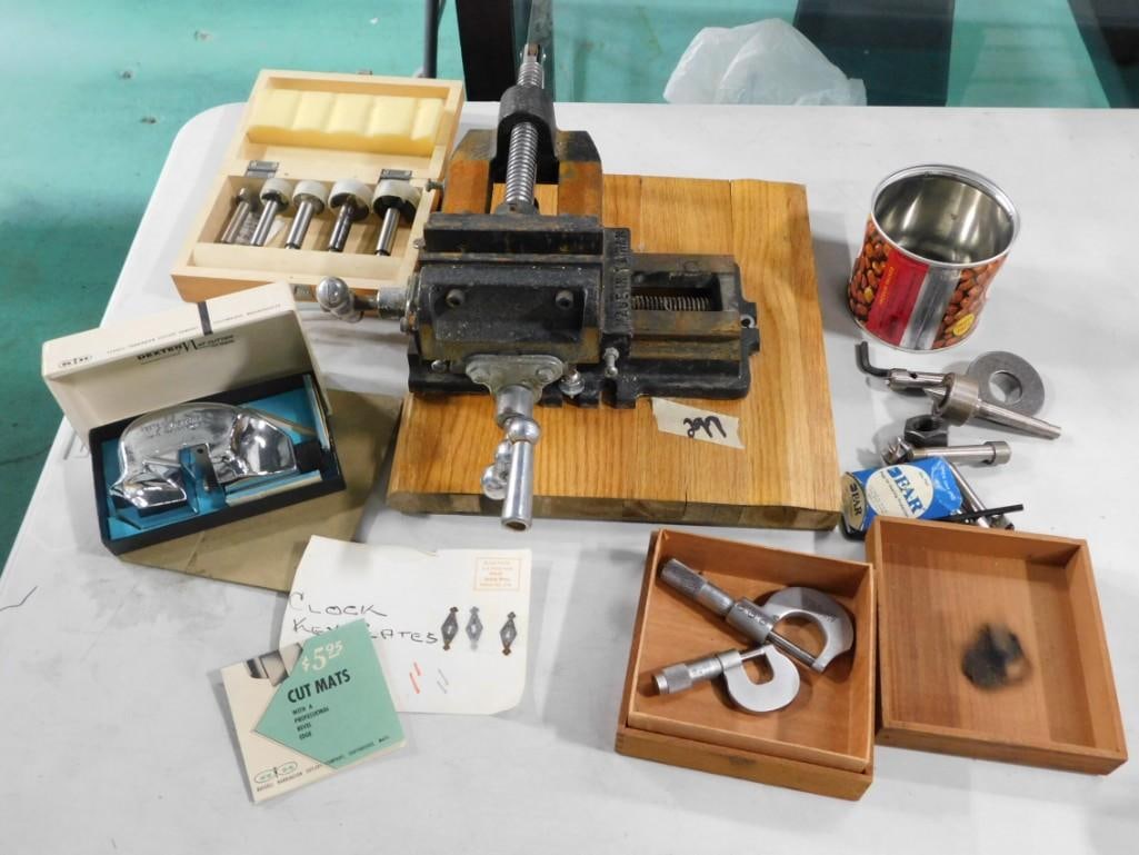 Vintage Tool Lot incl Precision Vise, Lathe Bits, and More (1 of 8)