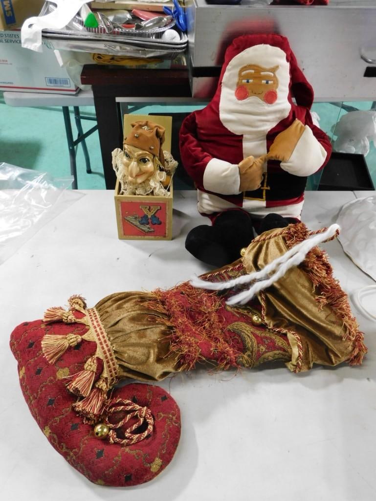 Plush Santa Claus, Stocking, Jack In The Box Christmas Items (1 of 7)