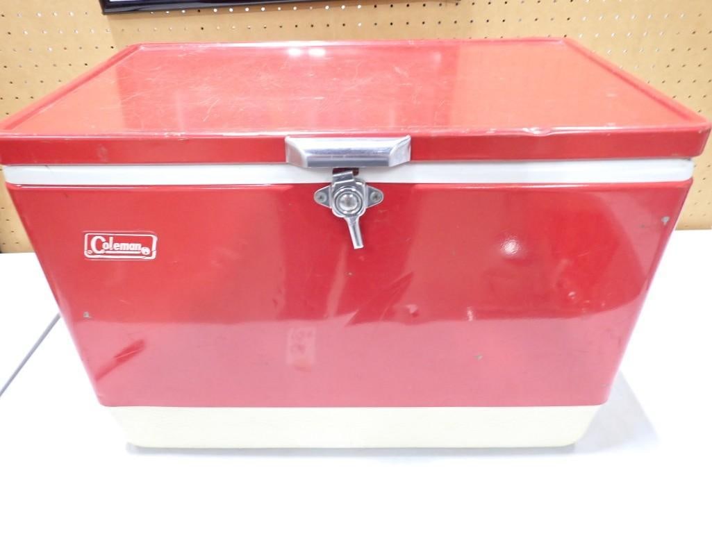 Vintage Red Coleman Cooler Metal (1 of 7)