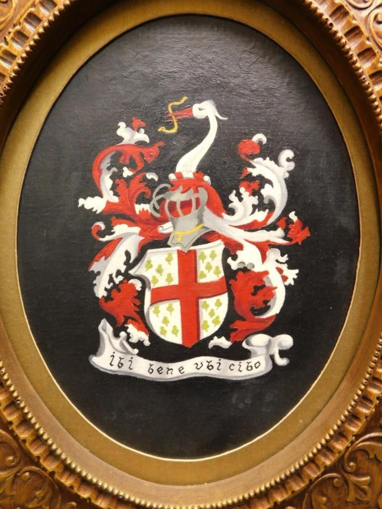 Original Painting of a Crest with an Ornate Frame 19"x22 1/2" (1 of 2)