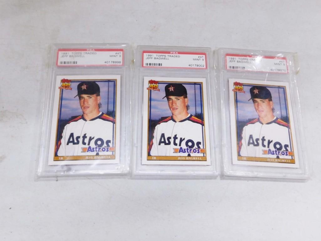 3 Jeff Bagwell 1991 Topps Traded PSA DNA Graded Mint 9 Baseball Cards (1 of 3)