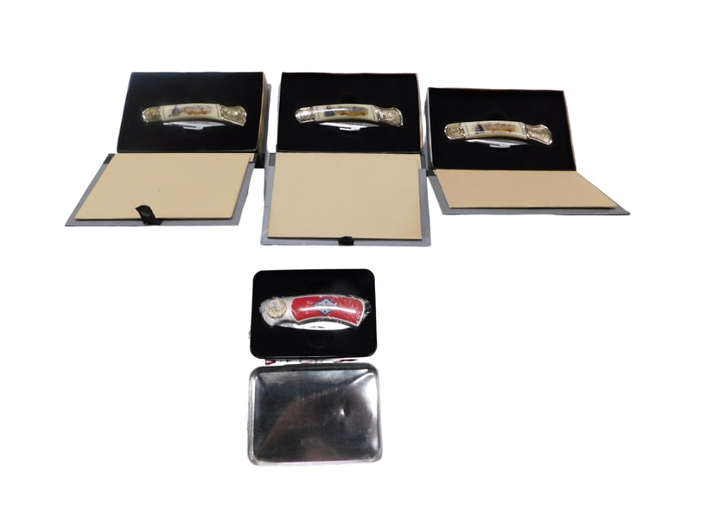 4 Pocket Knives in Gift Boxes incl 3 American Civil War and 1 Arkansas (1 of 4)