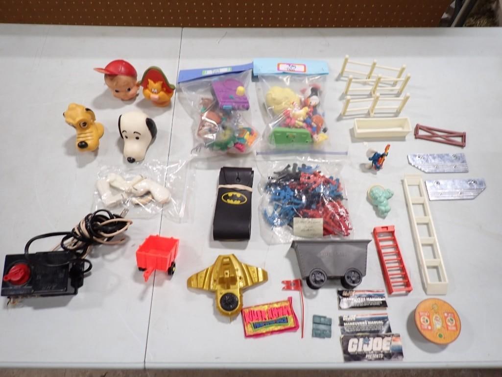 Misc. Vintage Toy Lot including Snoopy, Toy Soldiers, Smurf,, GI Joe, Batman, Figurines, etc. (1 of 7)