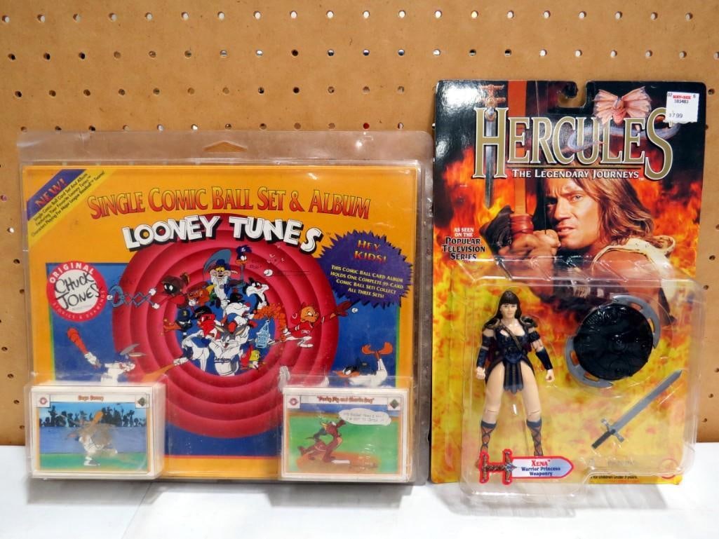 Hercules Xena Warrior Princess Action Figure and Looney Tunes Comic Ball Set & Album New in Packages (1 of 5)
