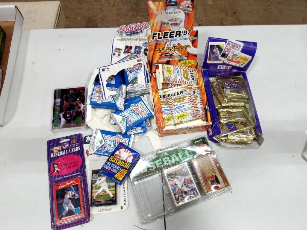 Lot of assorted Baseball, Basketball Cards including Topps, Fleer, Upper Deck - mostly Packs (1 of 4)