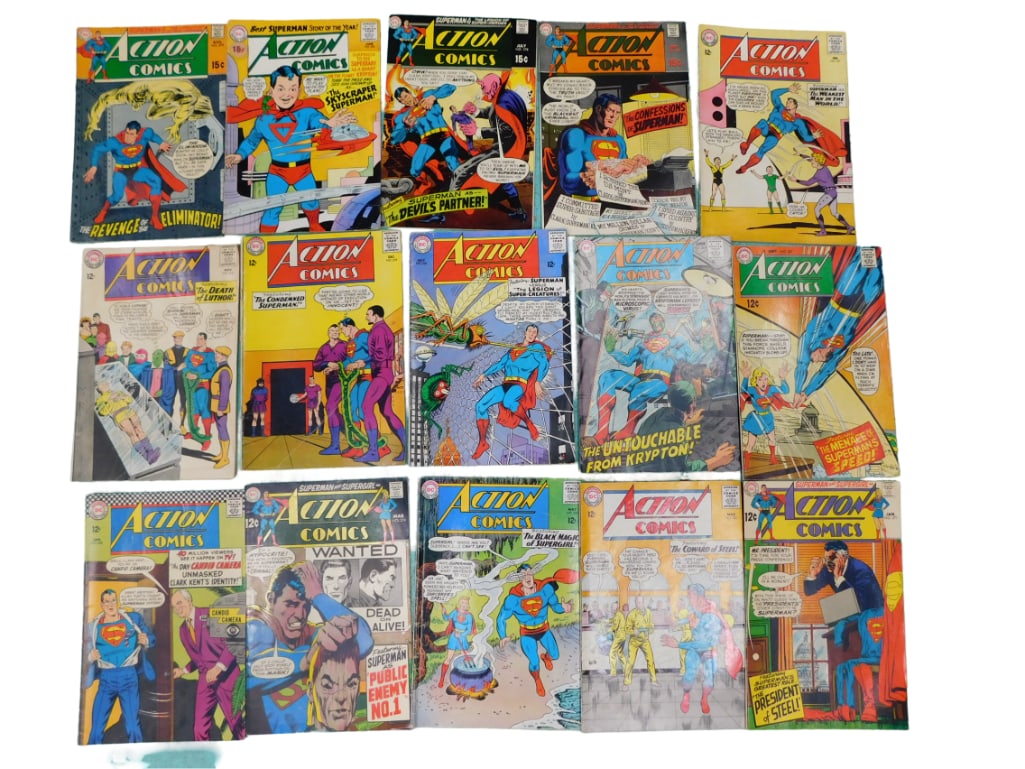 15 Action Comics All with Superman incl 12 Cent and 15 Cent Comic Books (1 of 8)