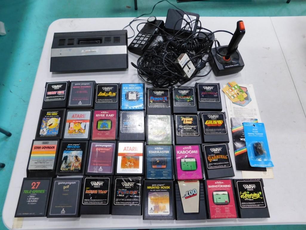 Vintage Video Game Lot including Atari 2600 System, Games, Coleco Vision Games, etc. (1 of 8)