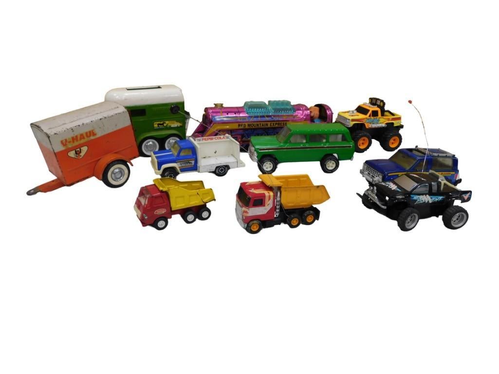 Vintage Toy Cars, Trucks, Trailers, Train, etc. including Tonka, U-Haul, Red Mountain Express, Tyco (1 of 4)