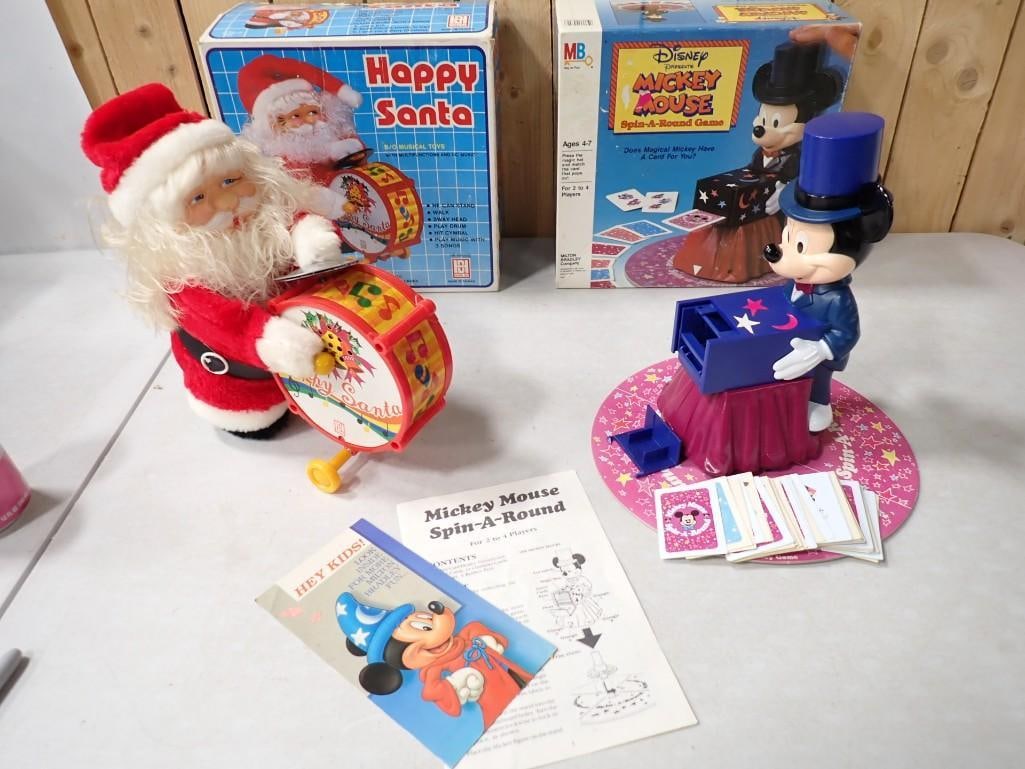 Vintage Toy Lot including Happy Santa, Walt Disney Mickey Mouse Spin-A-Round Game (1 of 7)