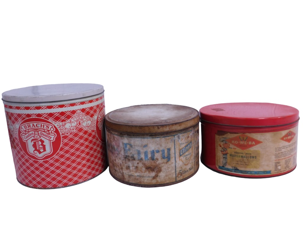 3 Vintage Tins incl Brach's, Ko-We-Ba Marshmallow Tin, etc (1 of 11)