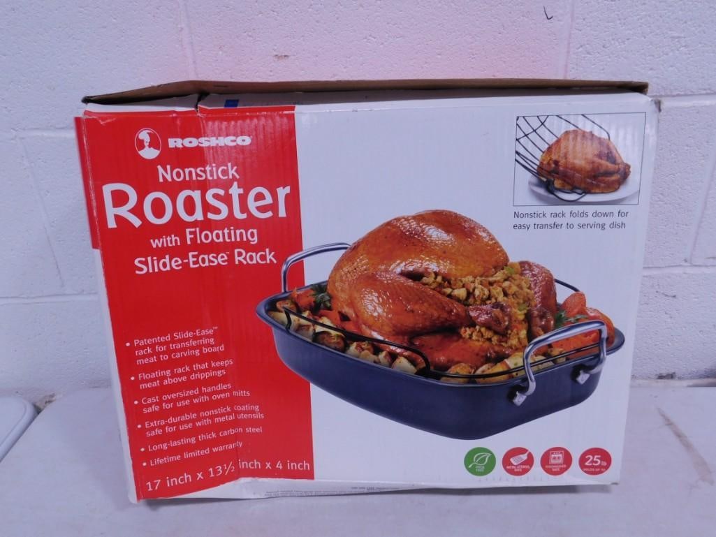 Roshco Nonstick Roaster with Floating Slid-Ease Rack: Roshco Nonstick Roaster with Floating Slid-Ease Rack