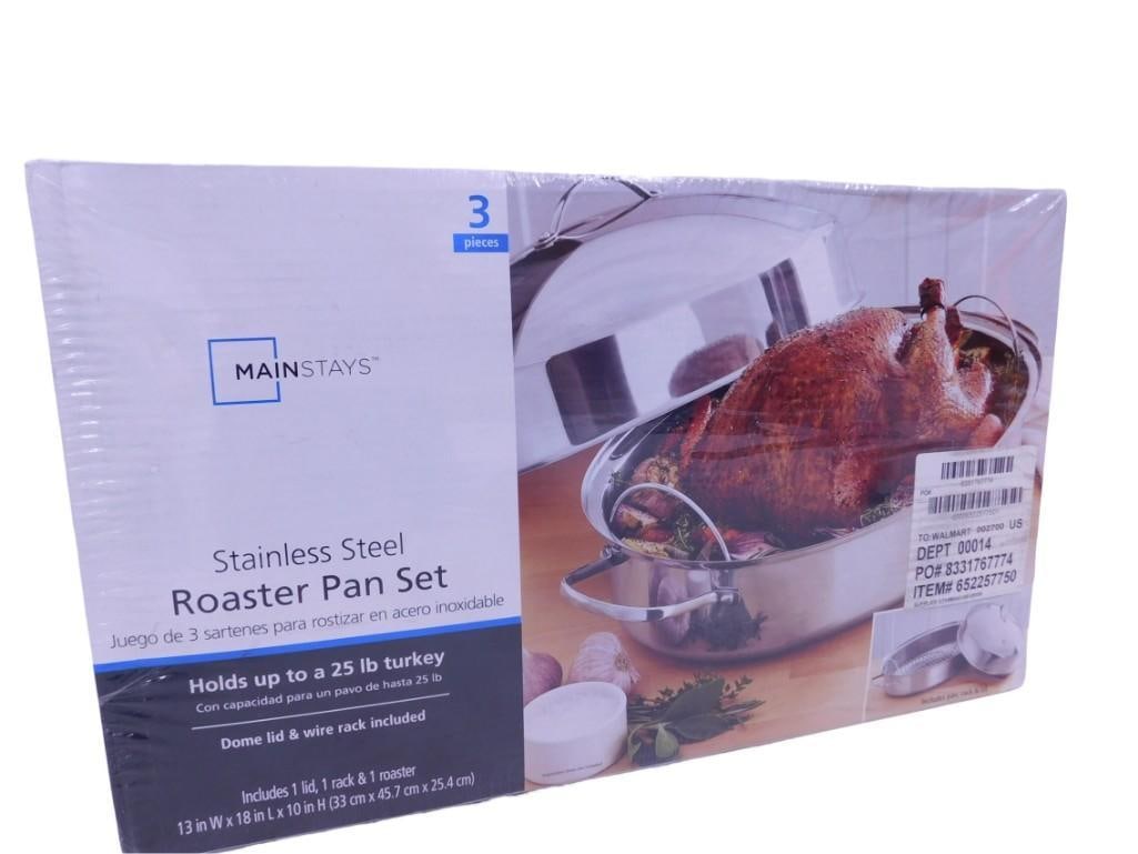 Mainstays Stainless Steel Roaster 3 Piece Pan Set New and Sealed (1 of 6)