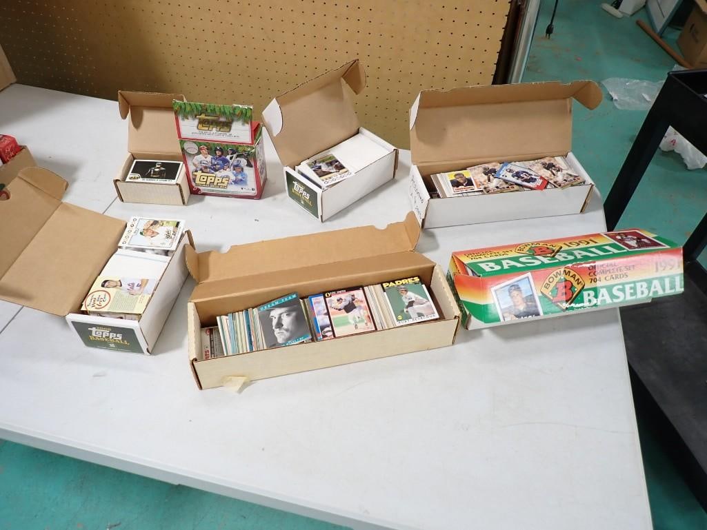 Lot of assorted sports cards in boxes including baseball, football, etc. Also some Bat Man Cards (1 of 10)