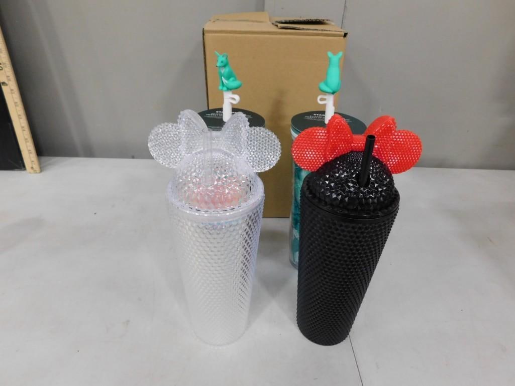 2 Starbucks Tumblers and 2 Minnie Mouse Tumblers or Drinking Glasses: 2 Starbucks Tumblers and 2 Minnie Mouse Tumblers or Drinking Glasses