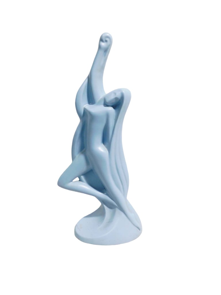 Haeger Pottery 6041 Contemporary Dance Nude Woman Sculpture or Statue 24" Tall Light Blue: Haeger Pottery Contemporary Dance Nude Woman 6041 Sculpture or Statue 24" Tall Light Blue . Has the original Haeger sticker on the bottom