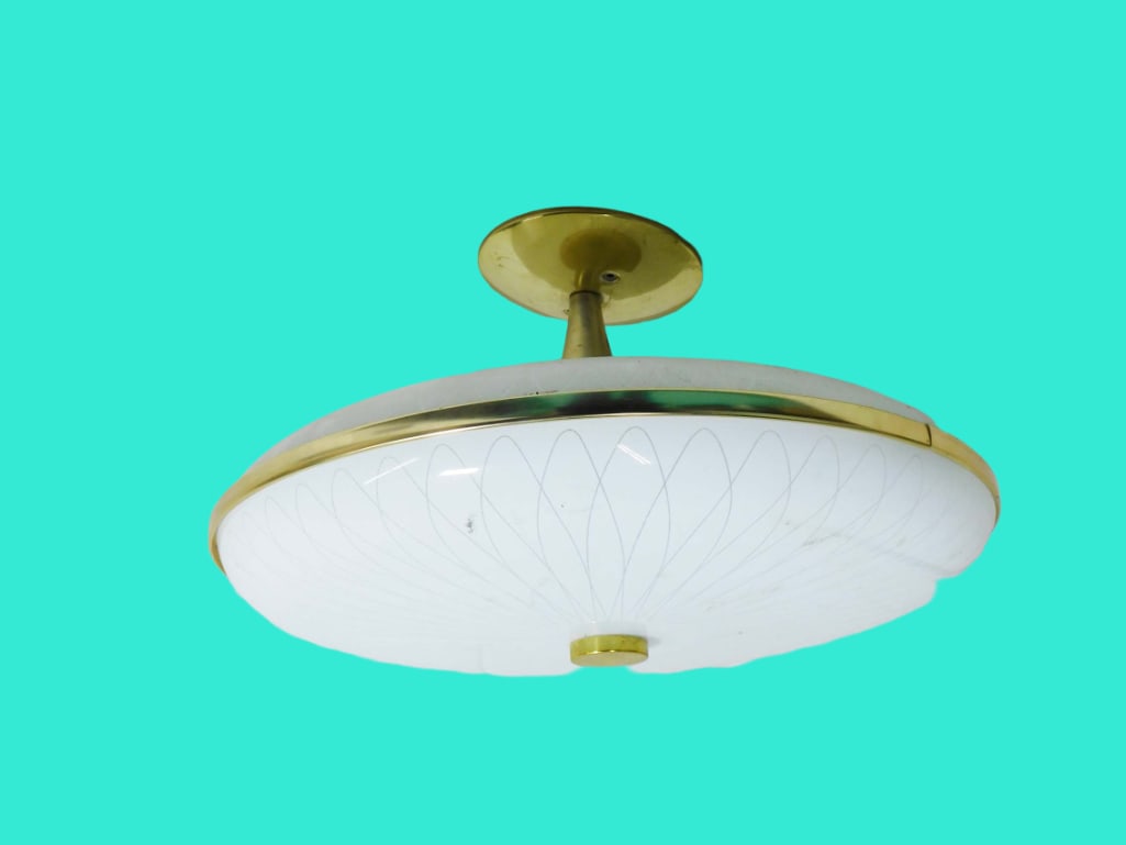 Vintage MCM Atomic UFO Imperialite Light Fixture 1940s Mid Century Mod Ceiling Fixture (1 of 7)