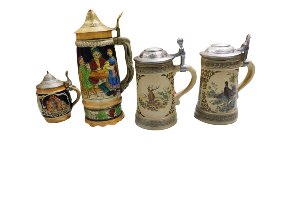 4 Beer Steins: Nice lot of 4 beer steins