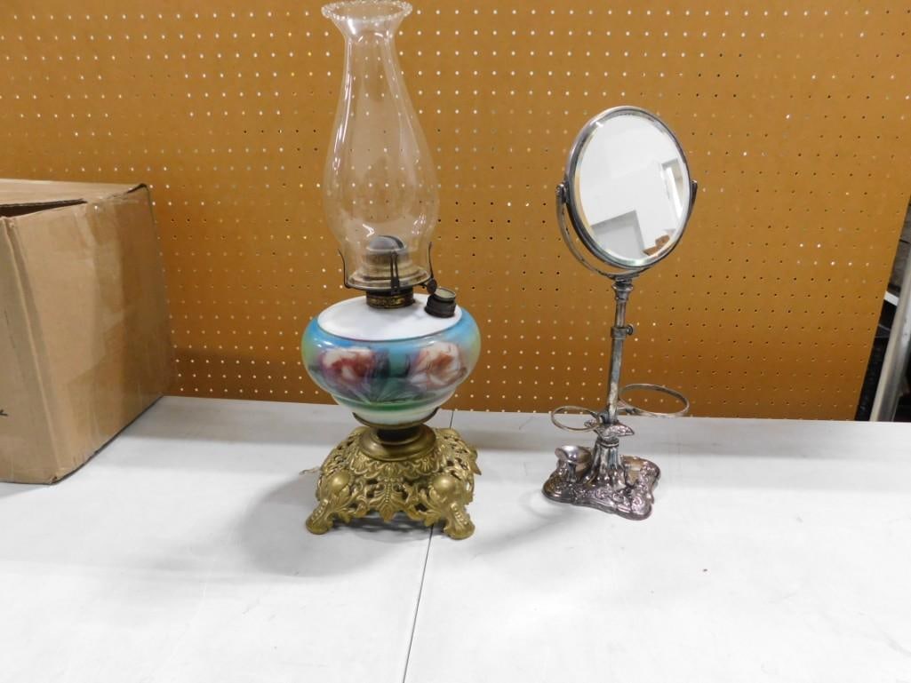 Antique Oil Lamp and Shaving Stand (1 of 4)