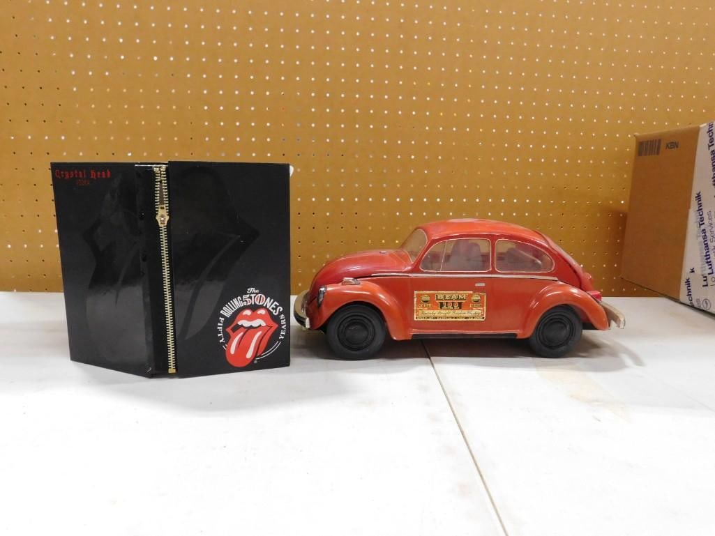 Rolling Stones Skull Bottle EMPTY, VW Beetle Jim Beam Decanter EMPTY (1 of 9)