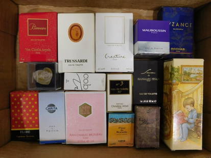 15 Vtg Paris, France, Italy Mini Perfumes NIB: 15 vintage various Paris, France, Italy mini perfumes new in box. 15 fragrances including Birmane Van Cleef & Arpels, Trussardi, Creature, Mauboussin, Byzance Rochas, Flore, Carita, etc. Mini and