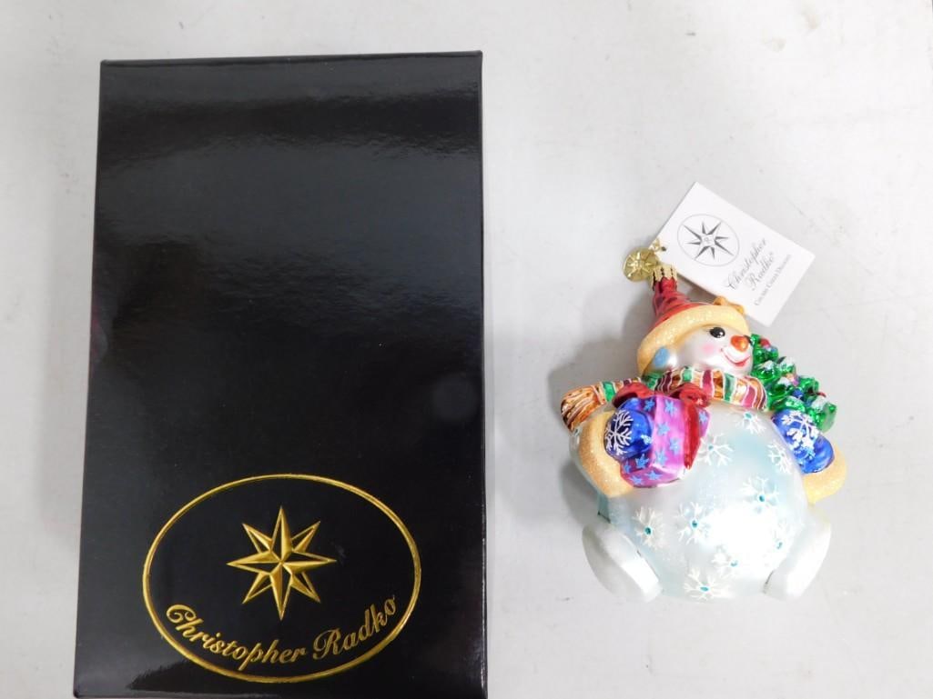 Christopher Radko Chubby Cheer Delight Christmas Ornament with Original Tag and Box: Christopher Radko Chubby Cheer Delight Snowman Christmas Ornament with Original Tag and Box