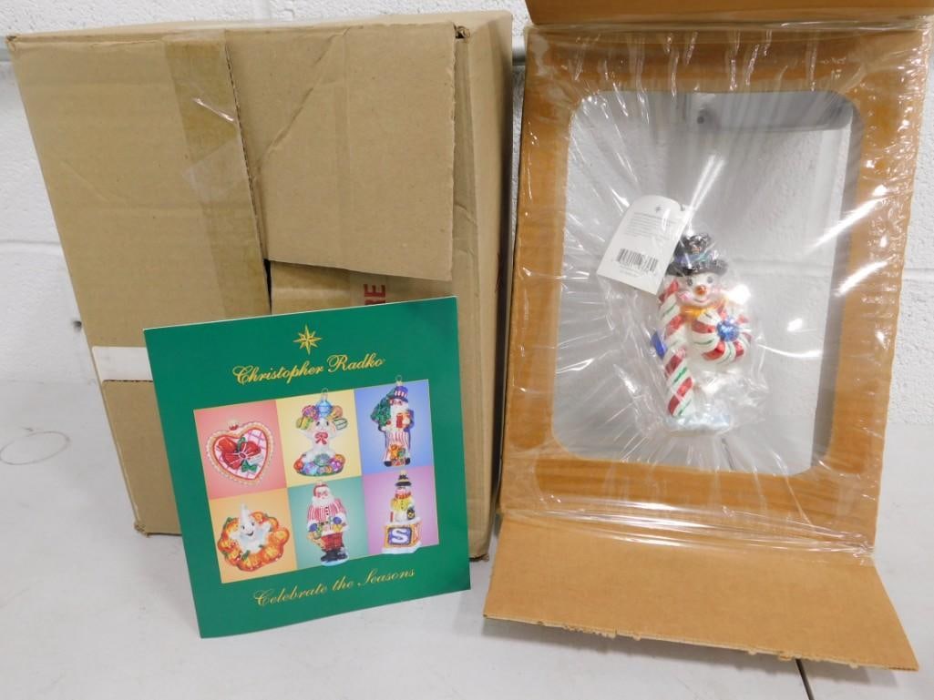 Christopher Radko Peppermint Chillin' Snowman Christmas Ornament New in Original (1 of 3)