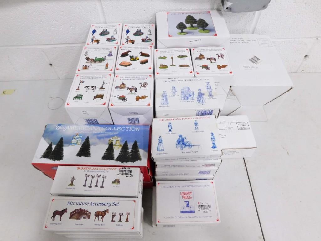 Christmas Village Accessories incl The Americana Pewter Collection, Liberty Falls, Miniature Trees, (1 of 7)