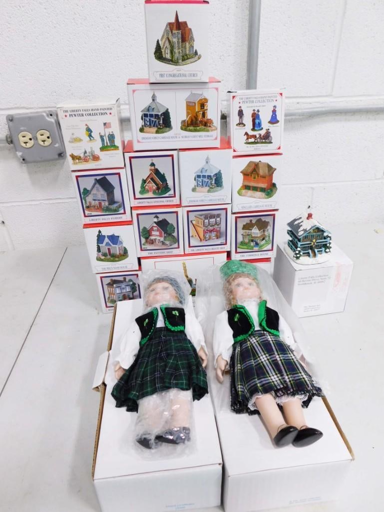 Liberty Falls Christmas Village Buildings and Accessories Plus 2 Porcelain Dolls (1 of 6)