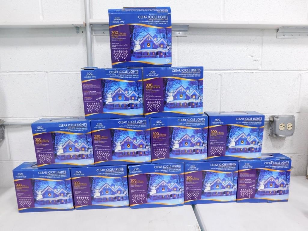 12 Boxes of Clear Icicle Christmas Lights: 12 Boxes of Clear Icicle Christmas Lights . These appear unused, but are untested