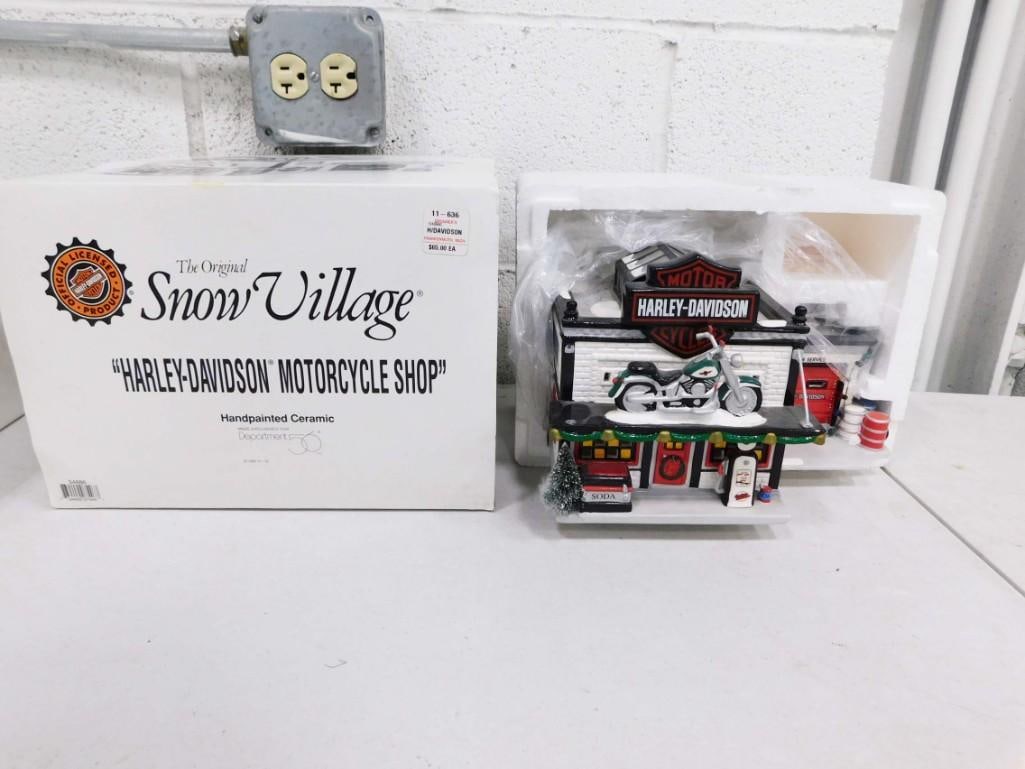 Dept 56 Harley Davidson Motorcycle Shop The Original Snow Village Christmas Village Building in Orig (1 of 6)