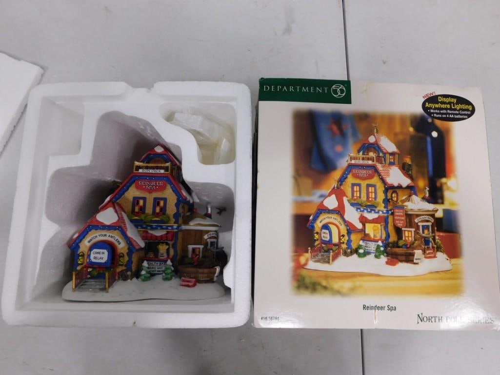 Dept 56 Reindeer Spa North Pole Series Christmas Village Building: Department 56 Reindeer Spa North Pole Series Christmas Village Building in original box. No light.