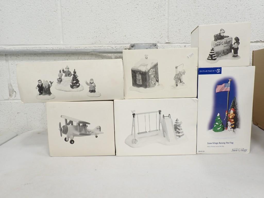Dept 56 Christmas Village Accessories incl Snow Village Raising the Flag, Swing Set, Airplane, etc (1 of 5)