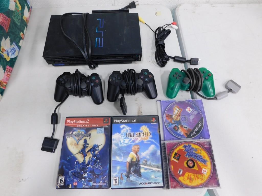 Sony PlayStation 2 PS2 Lot including system, 3 controllers, Final Fantasy X, Disney Kingdom Hearts, (1 of 6)
