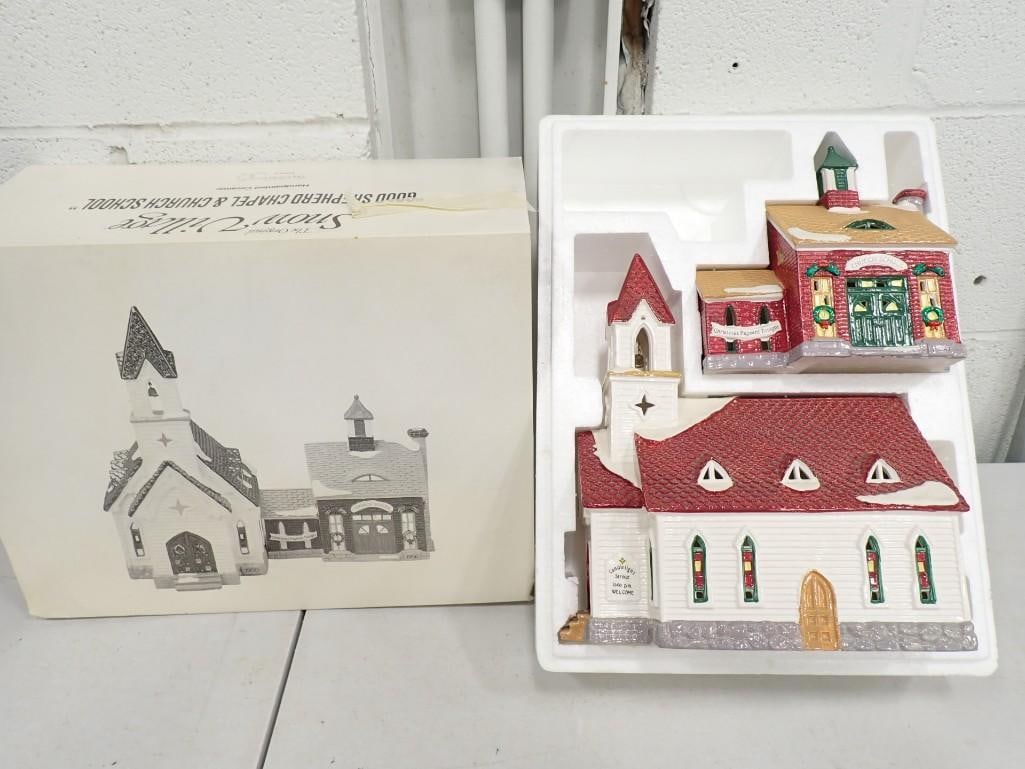 Dept 56 Good Shepherd Chapel & Church School The Original Snow Village Christmas Village Buildings: Department 56 Good Shepherd Chapel & Church School The Original Snow Village Christmas Village Buildings in the original box. No lights.