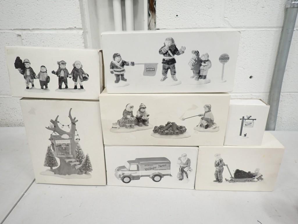 Lot of Dept 56 Accessories incl Bringing Home the Tree, Wreath for Sale, Village News Delivery, (1 of 5)