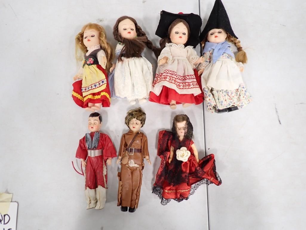 Vintage Dolls incl Davy Crockett  Sleepy Eye Doll, Madame Alexander Dolls, etc (1 of 4)