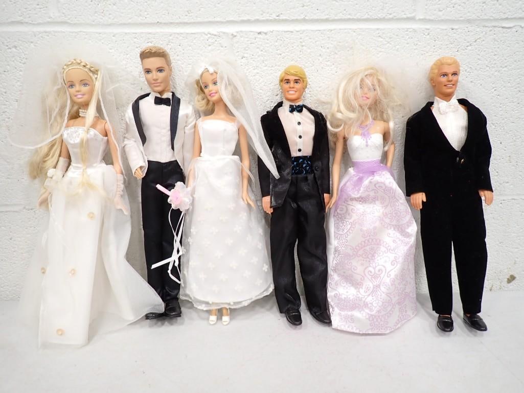 Barbie and Ken Bride and Groom Dolls 6 Dolls Total (1 of 6)