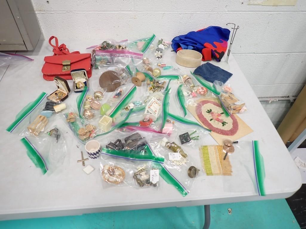 Large Lot of assorted Doll Furniture and other smalls, purse, etc.: Large Lot of assorted Doll Furniture and other smalls, purse, etc.