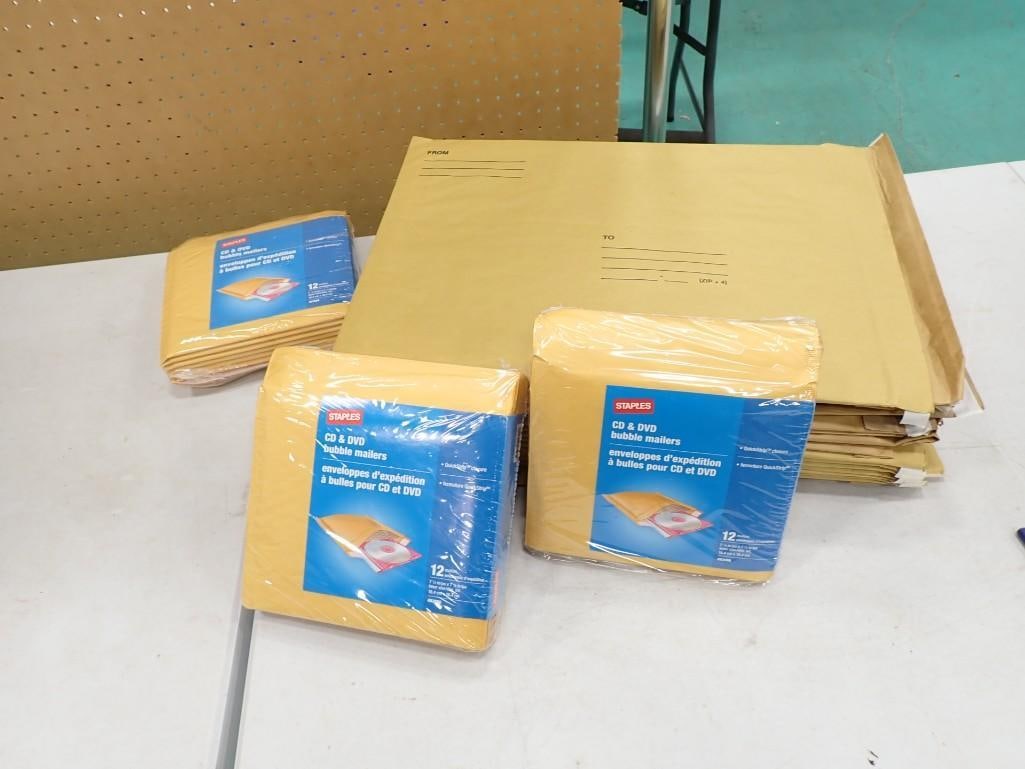 Lot of padded mailing Envelopes including 36 CD/DVD size and 18 large 20" ones: Lot of padded mailing Envelopes including 36 CD/DVD size and 18 large 20" ones