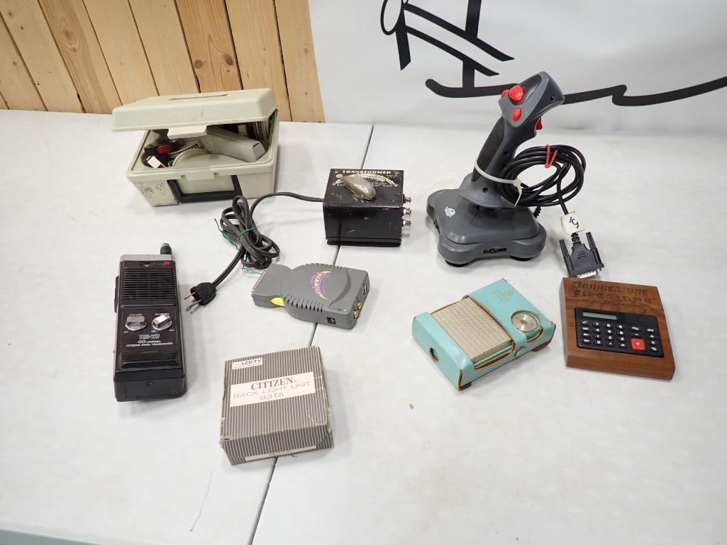 Misc. Lot including Vintage Dymo Labeler, Joystick, GE Radio, CB Radio, Train Transformer, Calculato (1 of 11)
