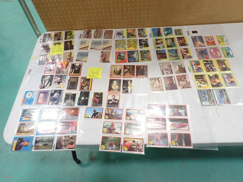 Asst Trading Cards incl 1975 Fleer George Barris, Kustom Cars, 1970s-80s incl Battlestar Galactica,: Asst Trading Cards incl 1975 Fleer George Barris, Kustom Cars, 1970s-80s incl Battlestar Galactica, Star Trek, Bionic Woman, Gremlins, Teenage Mutant Ninja Turtles, etc