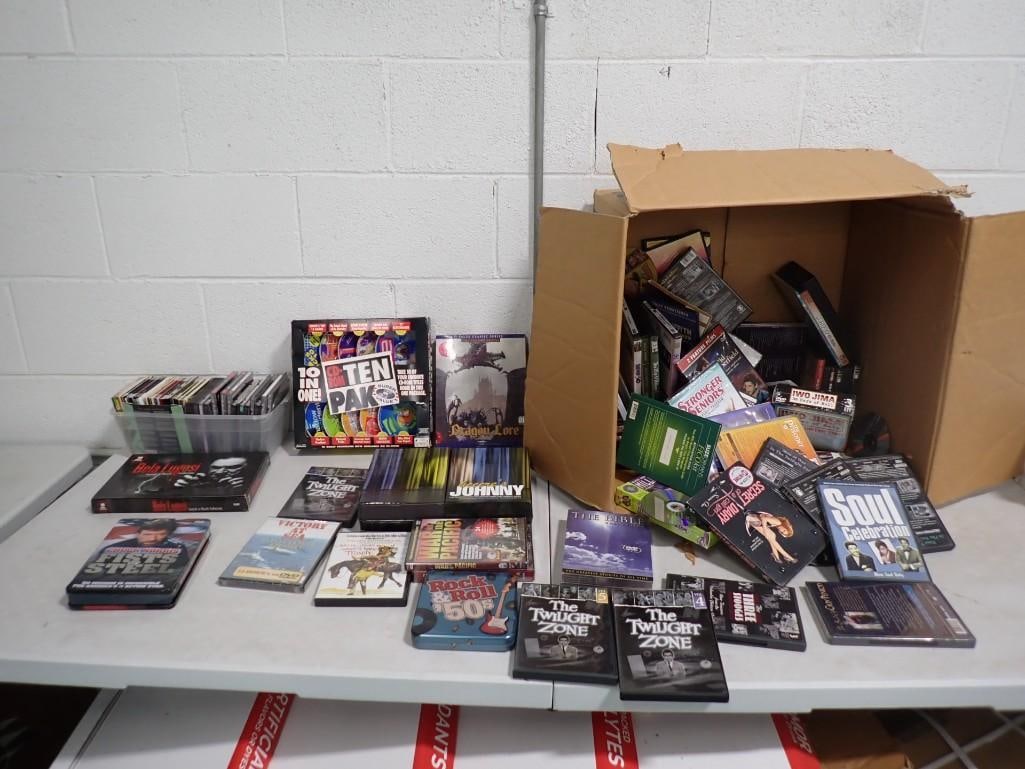 Lot of Asst DVDs, CDs, Computer Games, Etc incl Sealed Vintage Dragon Lore Game (1 of 10)