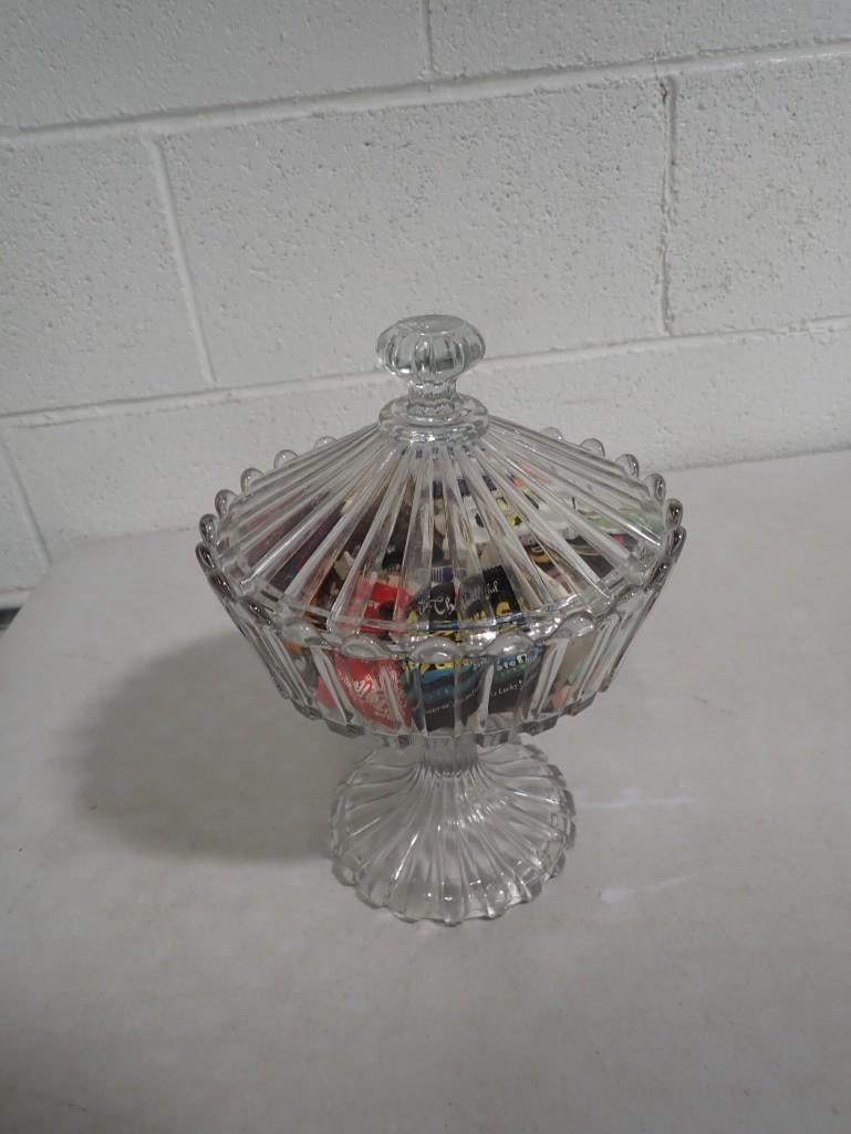 Footed Candy Dish with Vintage Matchbooks incl Las Vegas Casinos, The Dunes, Going Bananas, etc (1 of 5)