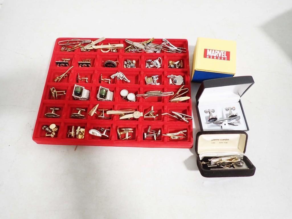 Large Lot of Approx 46 Vintage Men's Cufflinks and Tie Clips / Pins (1 of 13)