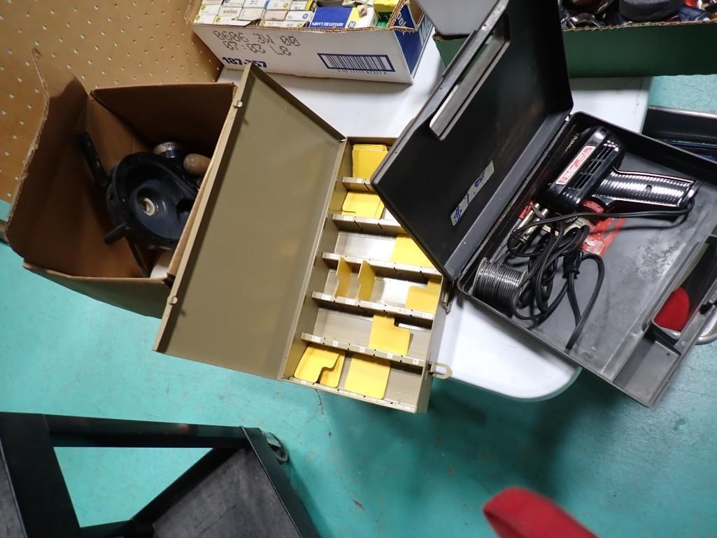 Soldering Iron, Metal Storage box, misc. hardware (1 of 7)