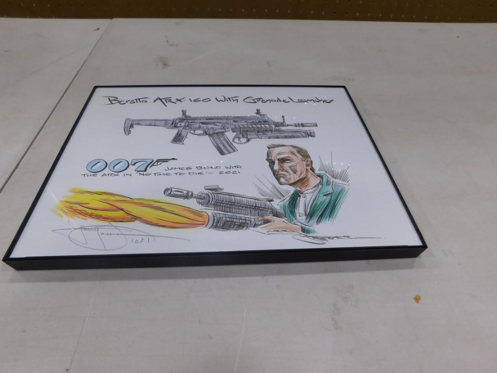 James Bond No Time to Die Original Art by Larry Gosser Signed with COA ARX-160 Grenade Launcher (1 of 5)