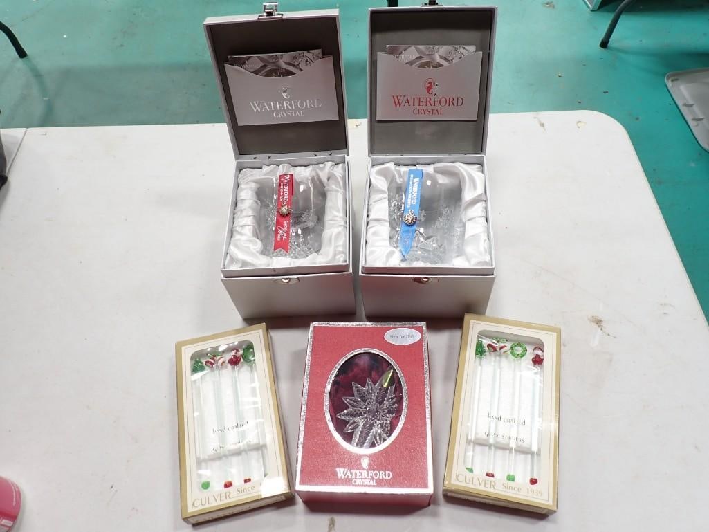 Waterford Crystal Snowflake Wishes Joy and Goodwill Glasses in Gift Boxes, Waterford Christmas Ornam (1 of 10)